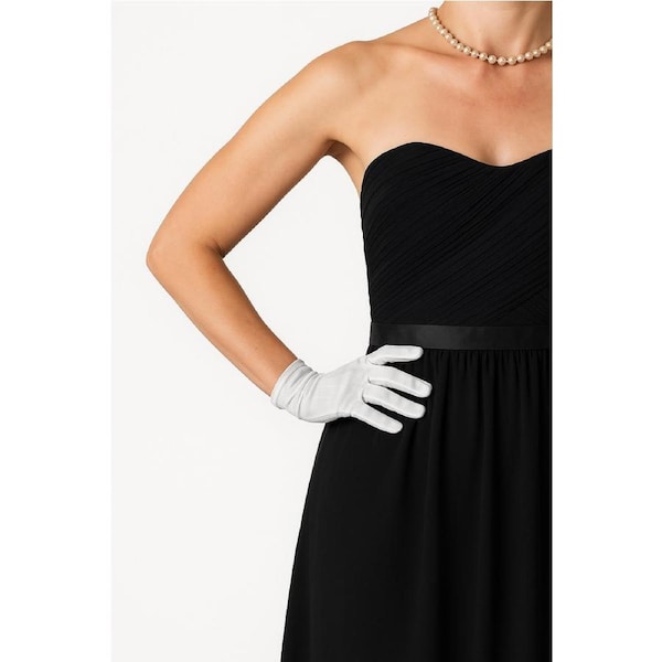 DENTS Wrist Length Satin Evening Gloves Wedding Stretch Formal Bridal in Silver