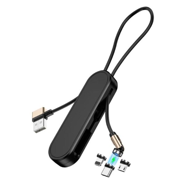 Catzon 3 in 1 Magnetic Charging Cable 540 Degree Rotating Including Micro Type-C IP Tips