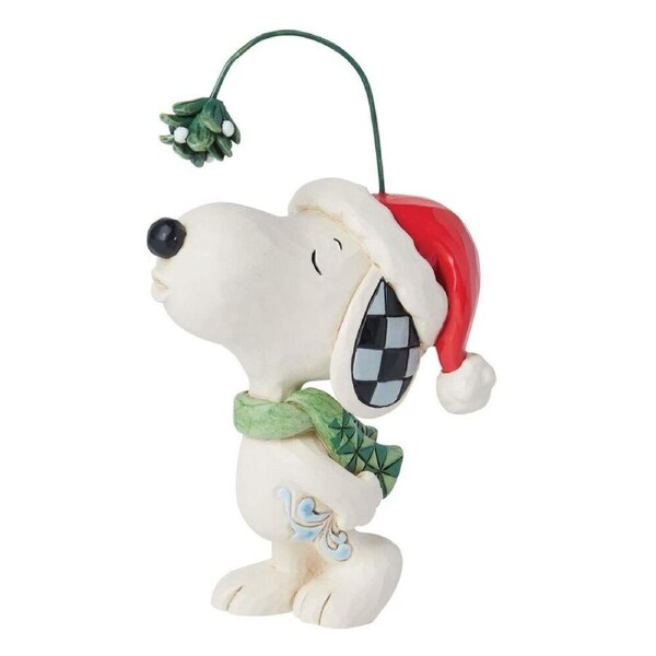 Peanuts by Jim Shore Mini Christmas Hat Snoopy with Mistletoe