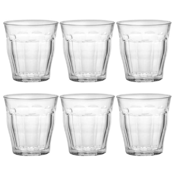 6pcs 250ml Picardie Clear Glass Tumbler Glasses Thick & Sturdy BPA Free