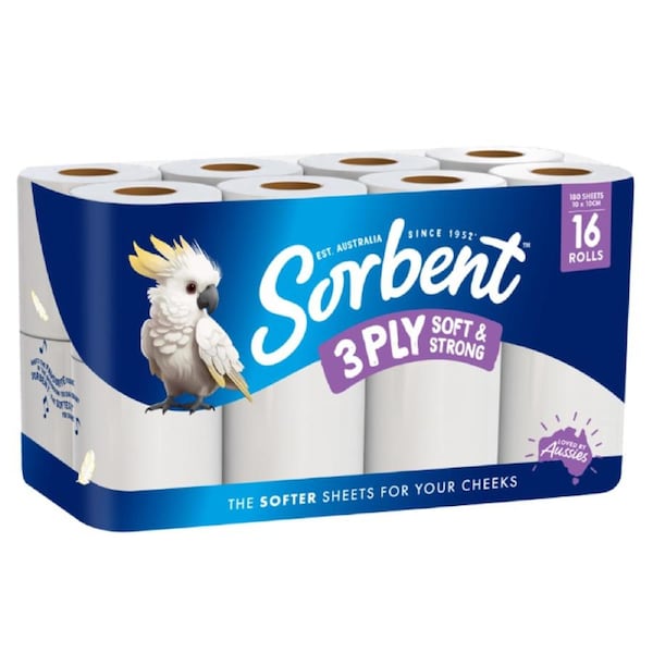 Sorbent White Soft & Strong Toilet Tissue 16PK