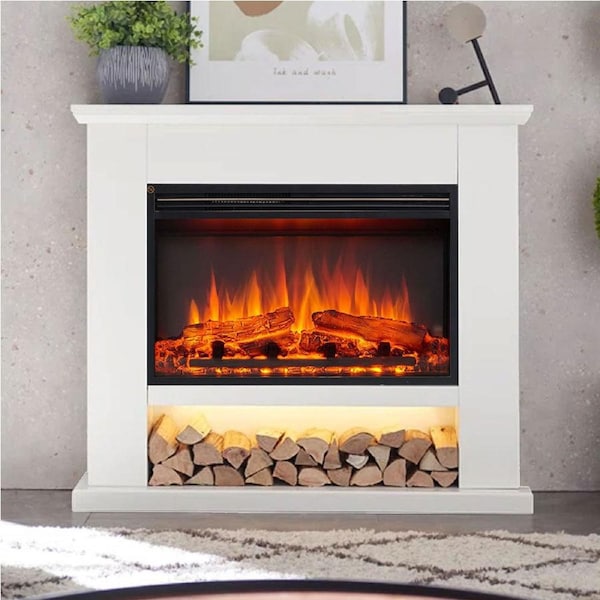 Onyx 2000W Electric Fireplace Heater White Mantel Suite