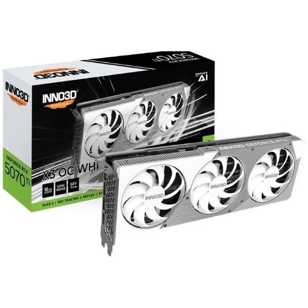 INNO3D nVidia GeForce RTX 5070 TI X3 OC White 16GB GDDR7 2482 MHz Boost Clock, RAM 28 Gbps, 3x DP, 1xHDMI 300x116x41mm