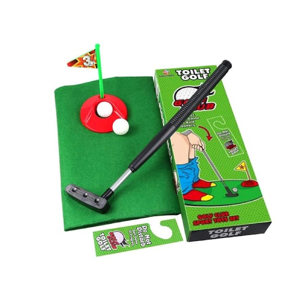 Novelty Toilet Mini Golf Potty Putter Bathroom Game Toy Trainer Set Xmas Gift