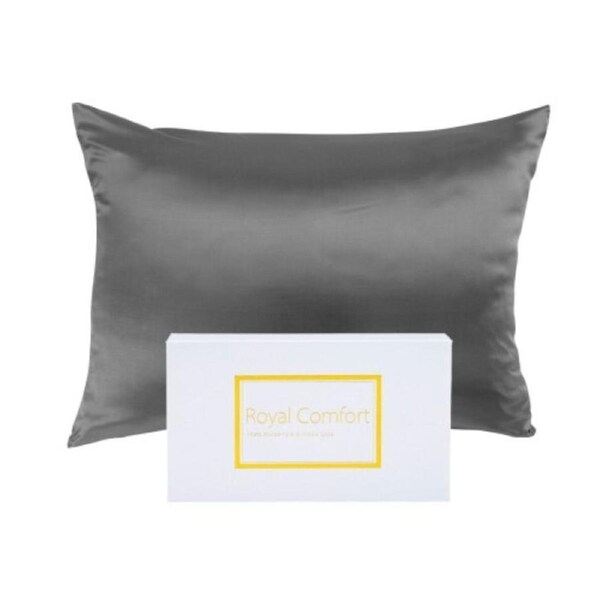 Royal Comfort Mulberry Silk Pillowcase Twin Pack Pillow Cover 51x76cm CHRCOAL