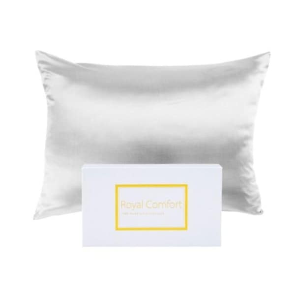 Royal Comfort Mulberry Silk Pillowcase Twin Pack Pillow Cover 51x76cm Silver