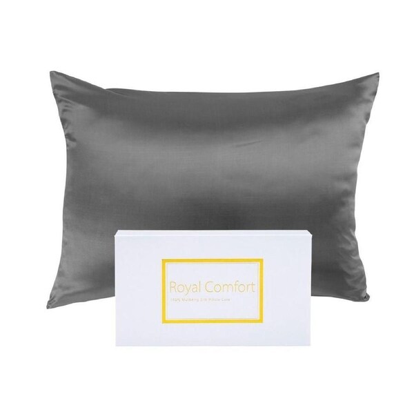 Royal Comfort Pure Silk Pillowcase Single Pack Pillow Case 51x76cm Charcoal