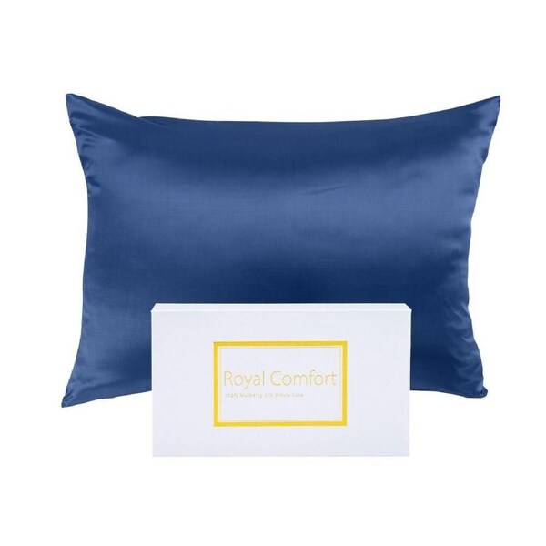 Royal Comfort Pure Silk Pillowcase Single Pack Pillow Case 51x76cm Navy
