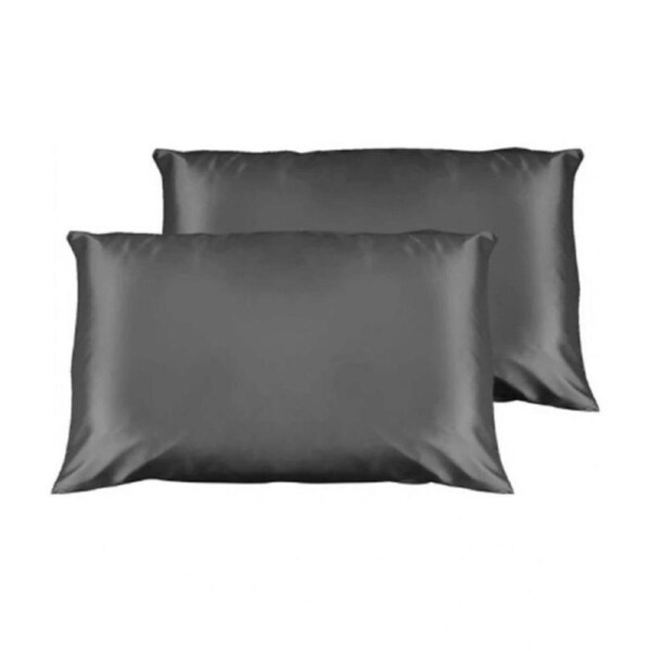 Casa Decor Luxury Satin Pillowcases Twin Pack Pillow Cover 51x76cm Charcoal