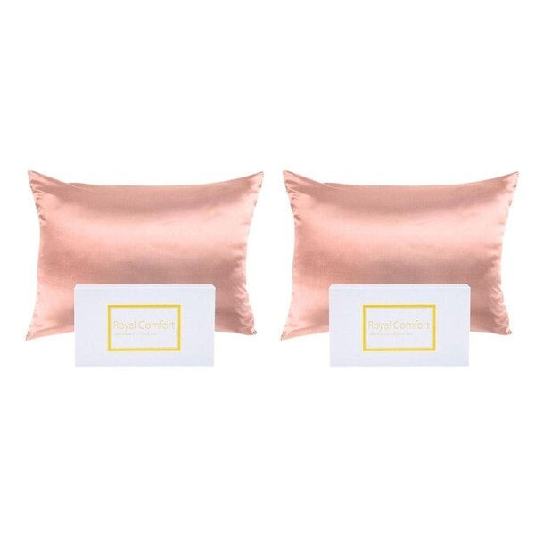2PK Royal Comfort Pure Silk Pillowcase Single Pack Pillow Case 51x76cm Blush