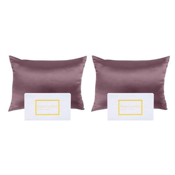 2PK Royal Comfort Mulberry Silk Pillowcase Cover Twin Pack 51x76cm Malaga Wine