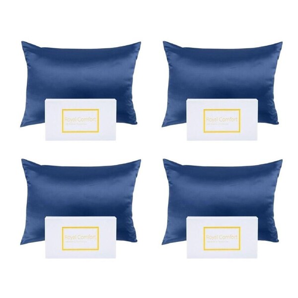 4PK Royal Comfort Pure Silk Pillowcase Single Pack Pillow Case 51x76cm Navy
