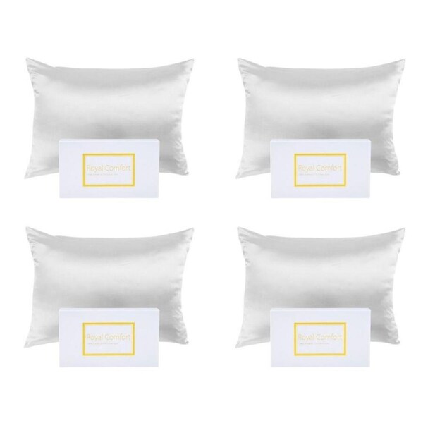4PK Royal Comfort Pure Silk Pillowcase Single Pack Pillow Case 51x76cm White