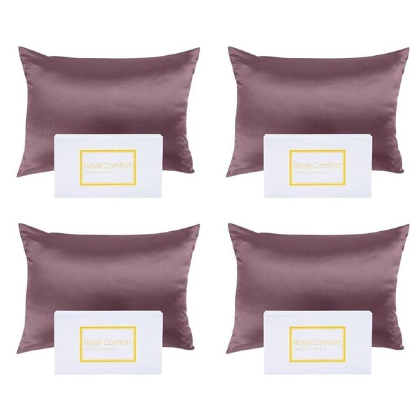 4PK Royal Comfort Pure Silk Pillowcase Single Pack Protector 51x76cm Malaga Wine