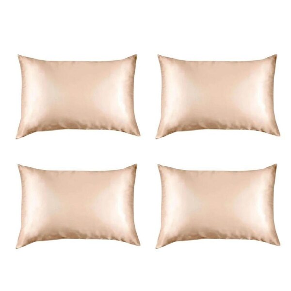 4PK Royal Comfort Pure Silk Pillowcase Cover Single Pack 51x76cm Champagne Pink