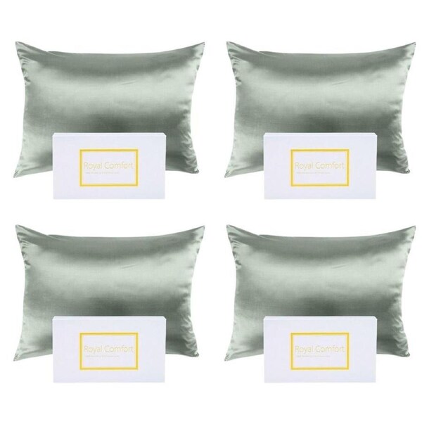 4PK Royal Comfort Pure Silk Pillowcase Single Pack Cover/Protector 51x76cm Sage