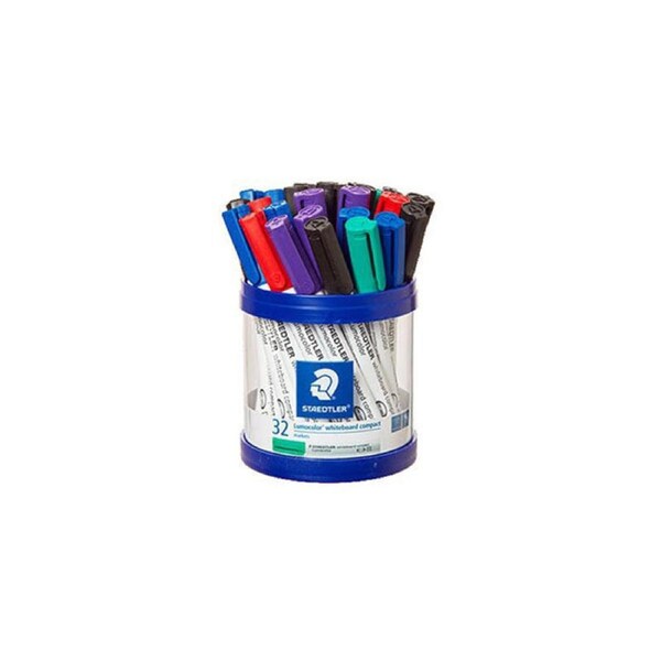 Staedtler Compact 341 Whiteboard Marker Assorted Cup Of 32