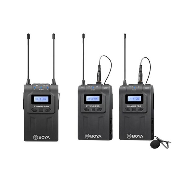 3pc Boya By-WM8 Pro-K2 UHF Dual-Channel Wireless Microphone System Black