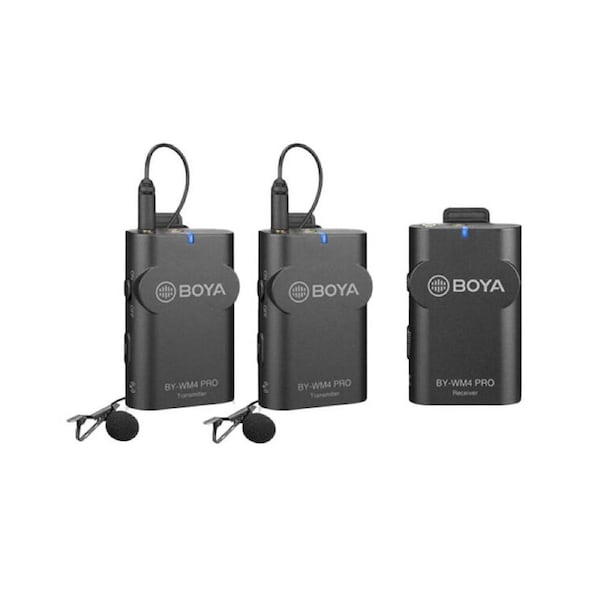 3pc Boya By-WM4 Pro-K2 Wireless Microphone System RX/TX Lapel Set Black