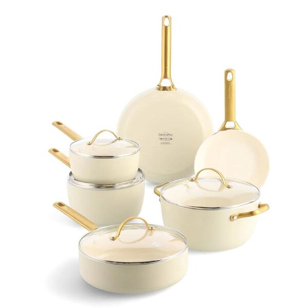 GreenPan Padova 14 Piece Cookware Set Cream White