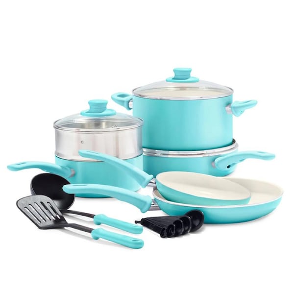 GreenLife Soft Grip Bis 12 Piece Cookware Set Turquoise