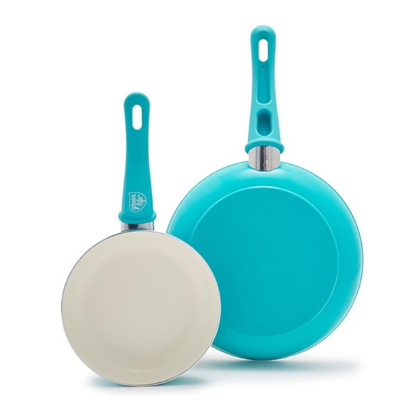 GreenLife Soft Grip 2 Piece Cookware Set Caribbean Blue
