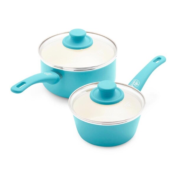 GreenLife Soft Grip 4 Piece Cookware Set Caribbean Blue