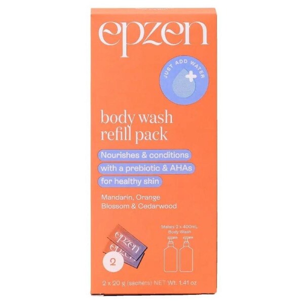 Epzen Body Wash Refill Pack Mandarin, Orange Blossom and Cedarwood 2 refills 2 x 20g sachets