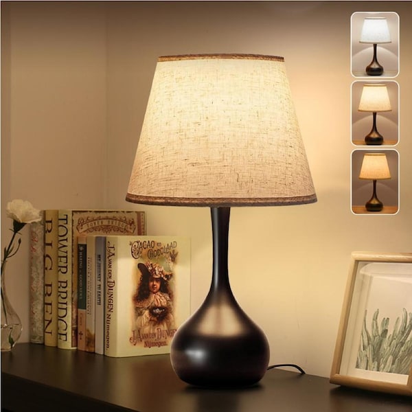 Clora Touch Bedside Lamp Bedroom Dimmable Farmhouse Table Lamp Nightstand Light