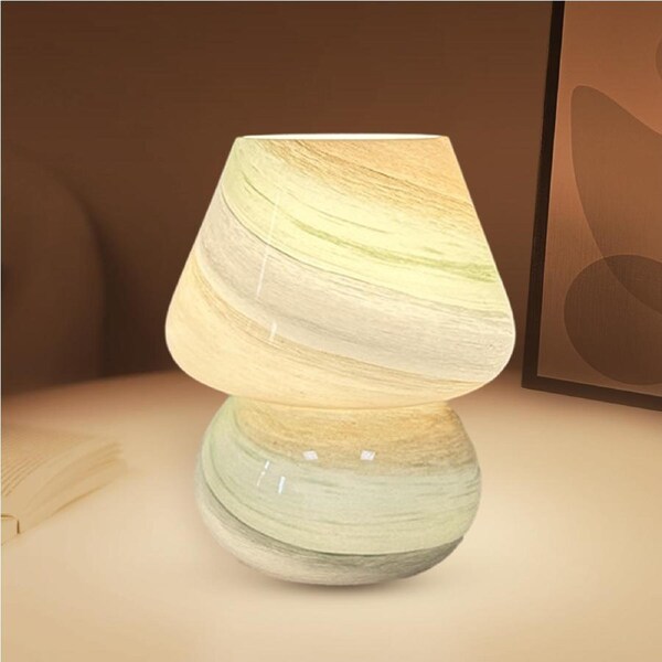 Clora Mushroom Lamp Glass Table Lamp Bedside Lamps 3 Color Temperature Night Light Home Decor - Forest