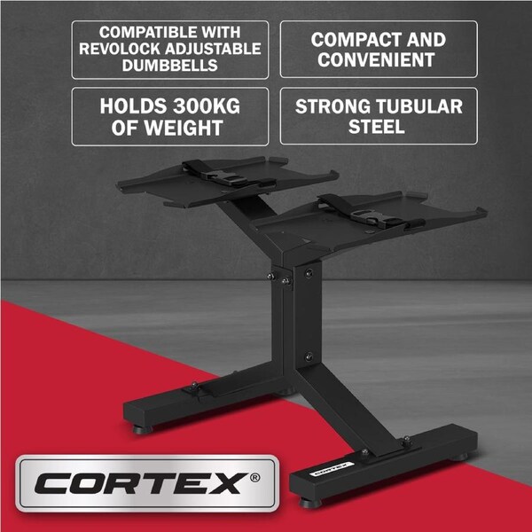 CORTEX Revolock V2 Adjustable Dumbbell stand with strong tubular steel supporting 300kg of weight STAND ONLY