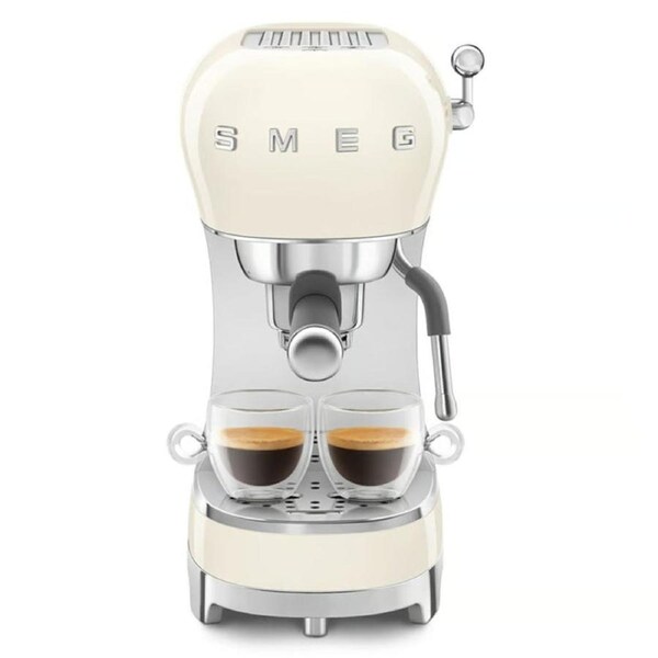 SMEG Espresso Coffee Machine with Milk Frothing - Cappuccino Single Double Brew - Steam Wand Milk Frother - 15 Bar Pressure