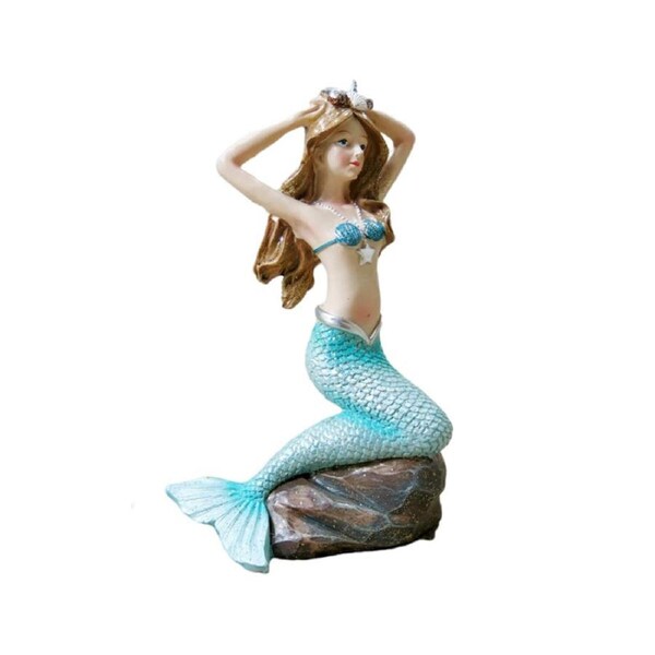 Catzon Mermaid Bathroom Decor Statue 4.6 inch Tall Princess Resin Sculpture Home Decoration-HeadM