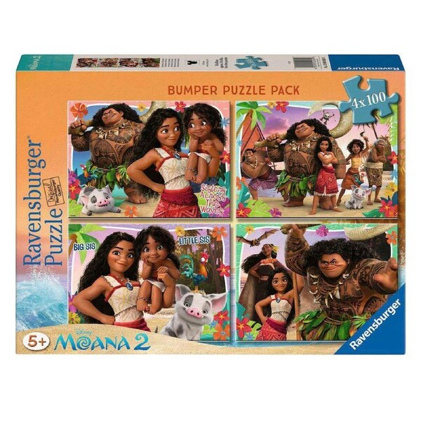 Ravensburger Disney Moana 2 Bumper Pack 4 x 100 Piece Jigsaw Puzzle