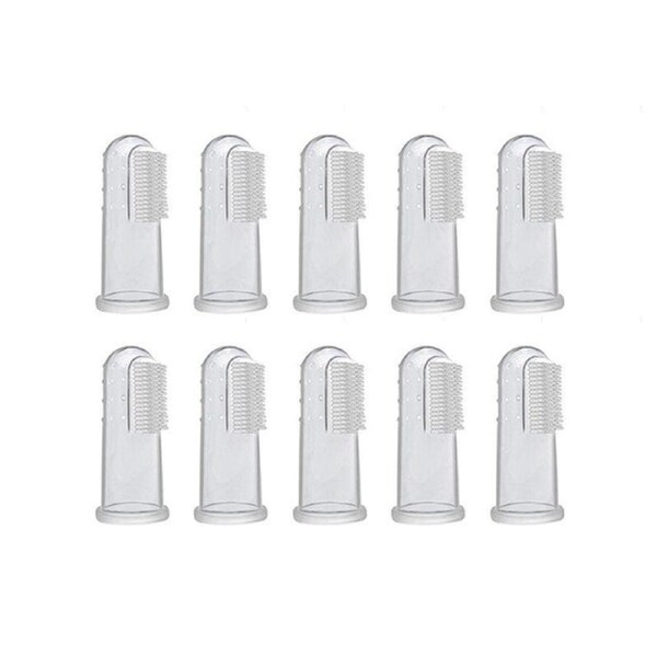 10PCS Pet Finger Toothbrush Soft Silicone Dog and Cat Teeth Cleaning Tool