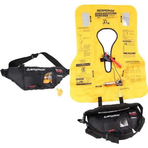 Atomic Rock Fishing Boating Inflatable Waist Belt Black Life Jacket