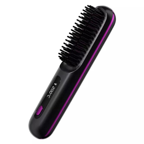 Hot Comb Brush Salon at Home 20s Fast Heating Cordless Hair Straightener Black