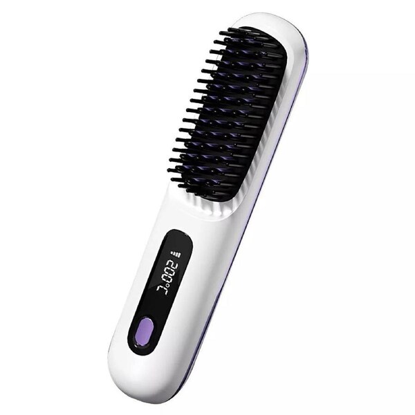 Hot Comb Brush Salon at Home 20s Fast Heating Cordless Hair Straightener White
