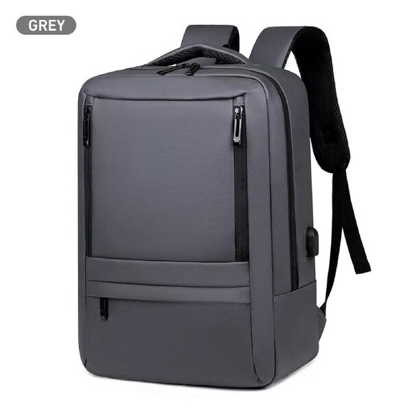 Anti Theft Business Travel Bag 15.6" Laptop USB Port Backpack Unisex Grey