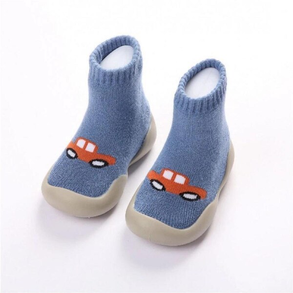 Winter Slipper Socks Warm Anti-slip Soft Cotton Shoes Blue M