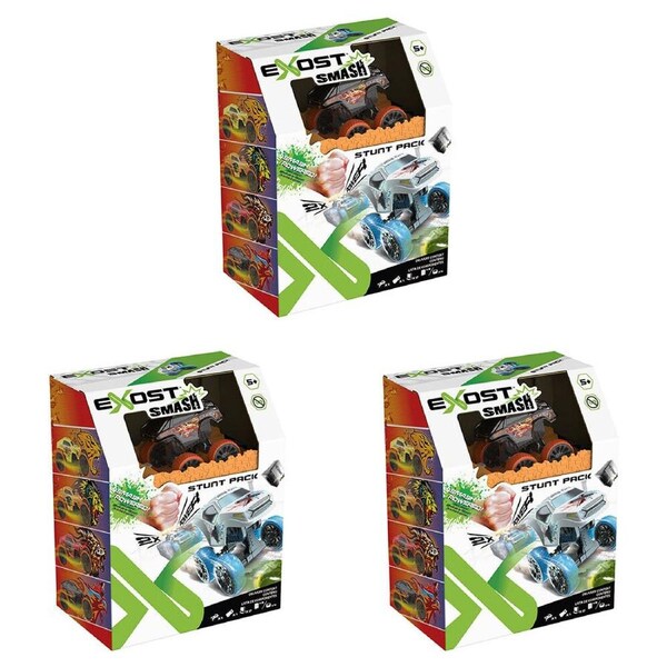 3PK Silverlit Exost Smash N Go Stunt Pack High Speed Battle Cars 5y+ Assorted