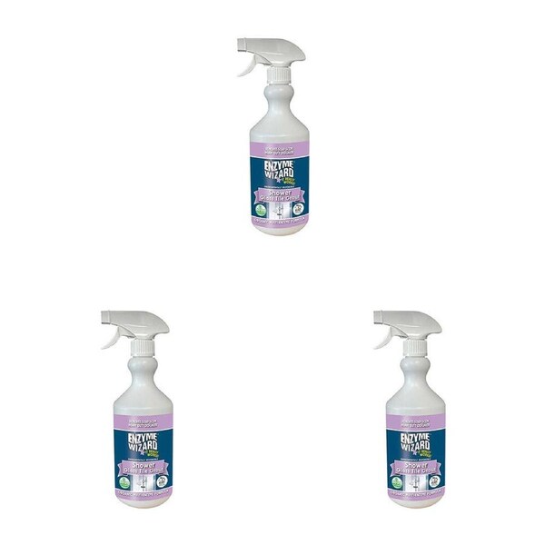3PK Enzyme Wizard Shower Glass Tile Grout Cleaner Organic Multi Enzyme 750ML