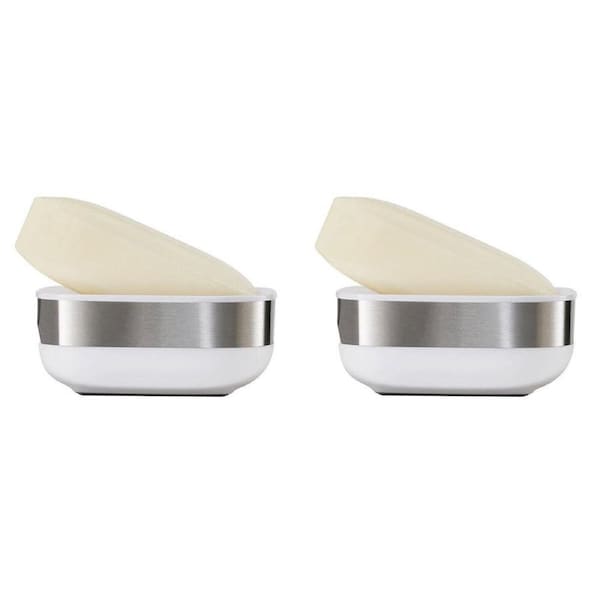 2PK Joseph Joseph Slim Steel Compact Soap Dish Storage/Holder Container Tray