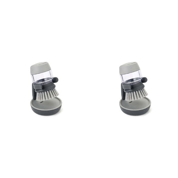 2PK Joseph & Joseph Palm Scrub 13.5cm Washing-Up Pot Cleaning Brush w/Stand Grey