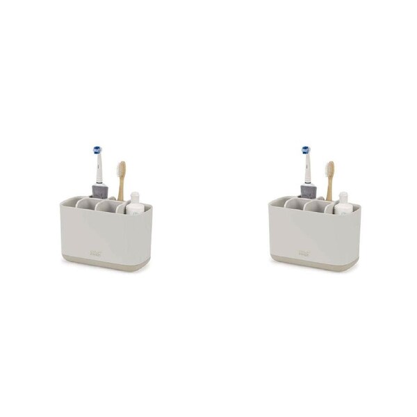 2PK Joseph & Joseph EasyStore 17cm Toothbrush Caddy Bath Organiser Storage Ecru