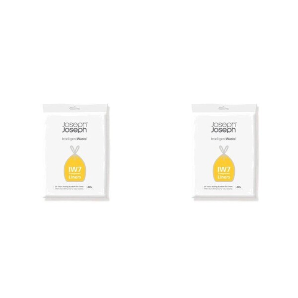 2x 20pc Joseph & Joseph IW7 20L/31.5cm Custom-Fit Bin Liners Drawstring Bag