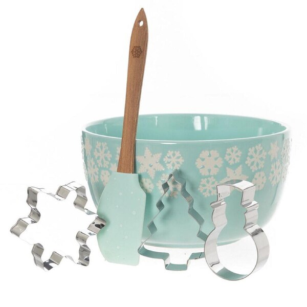 Bread and Butter Electroplate Icy Snowflake Mini Mix Bowl Set Light Blue