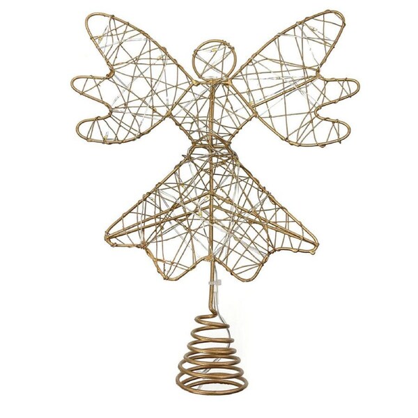 Santa's Helper Christmas Tree Metal Angel Topper Holiday Decoration 25cm