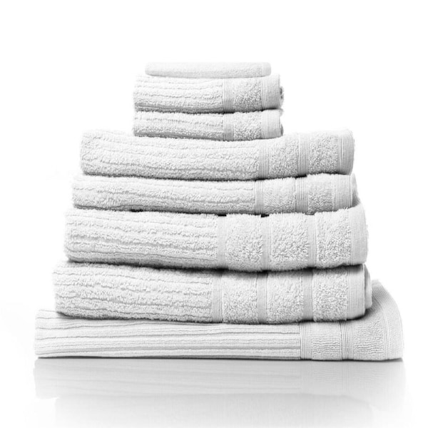 8pc Royal Comfort Eden Egyptian Cotton 600 GSM Soft Bath Towel Pack White