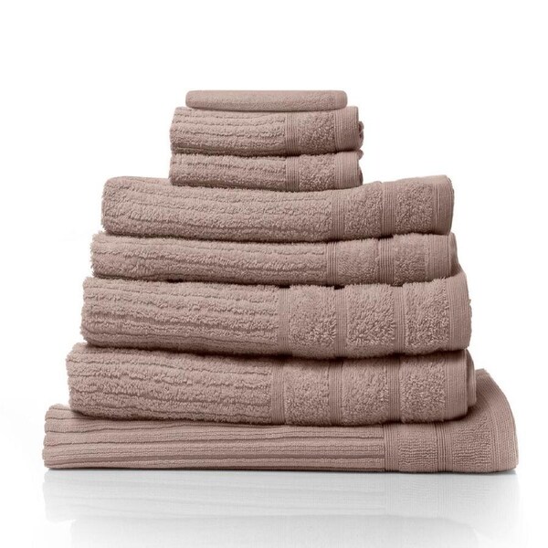8pc Royal Comfort Eden Egyptian Cotton 600 GSM Bath Towel Pack Champagne Rose